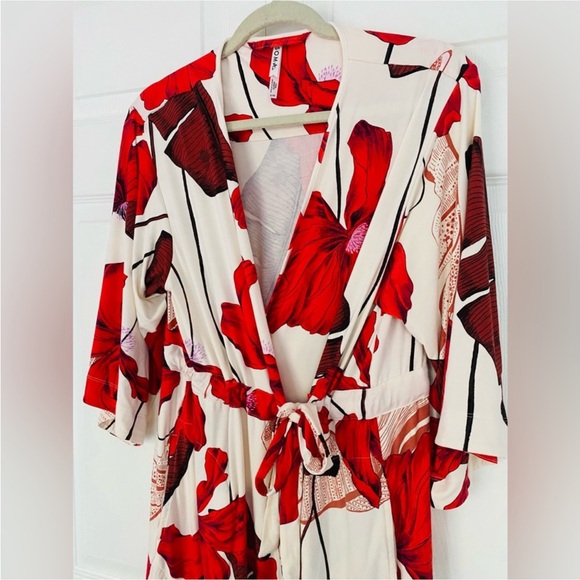 Soma Robe COOL NIGHTS Short Robe Flowers Red size Medium - Picture 5 of 11